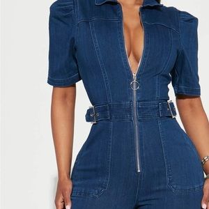 NWT Fashion nova Denim Jumpsuit
